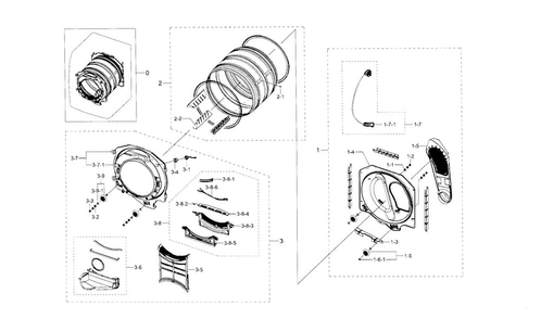 Drum Assy Diagram and Parts List for DV42H5600EW A3-0000 Samsung Dryer
