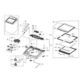 Top Cover Diagram and Parts List for WA48H7400AP A2-0002 Samsung Washer