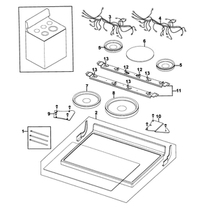 Cooktop Assembly Diagram and Parts List for NE595R0ABWW AA-00 Samsung Range