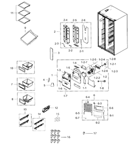 Fridge Diagram and Parts List for RH25H5611BC AA-0001 Samsung Refrigerator