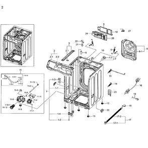 Frame And Cover Diagram and Parts List for WF42H5200AP A2-01 Samsung Washer