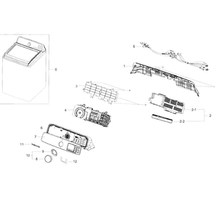 Control Panel Diagram and Parts List for WA45H7200AP A2-0001 Samsung Washer