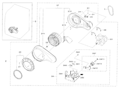 Motor Duct Diagram and Parts List for DV42H5400EW A3-0000 Samsung Dryer