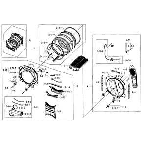 Drum Assembly Diagram and Parts List for DV455GVGSWR AA-02 Samsung Dryer