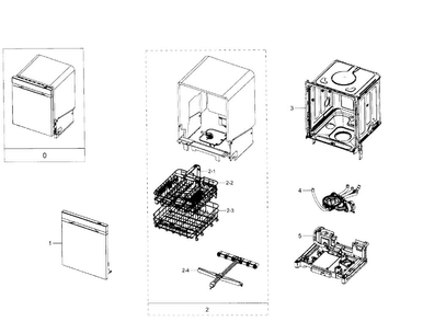 Main Assy Diagram and Parts List for DW80J7550UW AA-0001 Samsung Dishwasher