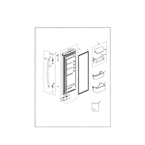 Refrigerator Right Door Diagram and Parts List for RF18HFENBSG US-00 Samsung Refrigerator