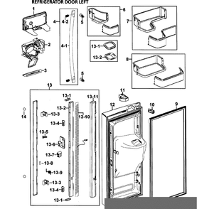 Left Door Diagram and Parts List for RFG295AARS XAA-0000 Samsung Refrigerator