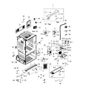 Cabinet Diagram and Parts List for RF28HFEDBBC (AA)(0003) Samsung Refrigerator
