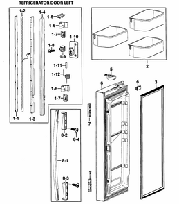 Left Door Diagram and Parts List for RF266AASH XAA-0000 Samsung Refrigerator