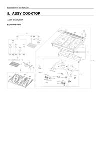 Cooktop Assembly Diagram and Parts List for NX60T8111SS AA-03 Samsung Range
