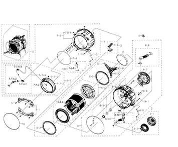 Tub-drum Diagram and Parts List for WF511ABR XAA-0002 Samsung Washer