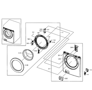 Door Assy Diagram and Parts List for WF363BTBEUF A1-0001 Samsung Washer