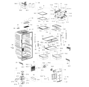 Fridge Diagram and Parts List for RF32FMQDBSR AA-0006 Samsung Refrigerator