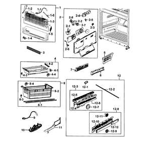 Freezer Diagram and Parts List for RF28HMEDBWW AA-0007 Samsung Refrigerator