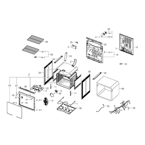 Main Assembly Diagram and Parts List for NE594R0ABSR AA-00 Samsung Range