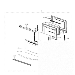 Door Assembly Diagram and Parts List for NX58H5650WS AA-0000 Samsung Range