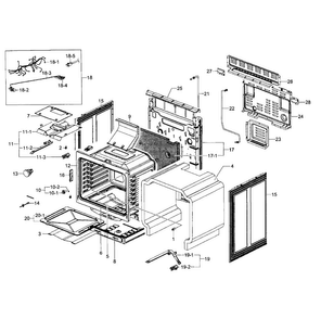 Cavity Assy Diagram and Parts List for NX58F5500SS AA-0000 Samsung Range