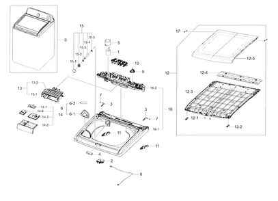 Cover Top Diagram and Parts List for WA400PJHDWR AA-0004 Samsung Washer