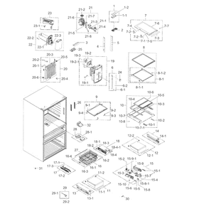 Fridge Diagram and Parts List for RF31FMESBSR AA-07 Samsung Refrigerator