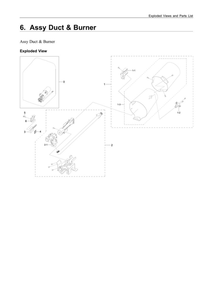 Duct And Burner Assembly Diagram and Parts List for DVG50R5400V A3-00 Samsung Dryer