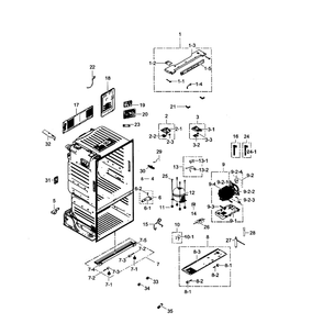 Cabinet Diagram and Parts List for RF260BEAEBC AA-01 Samsung Refrigerator