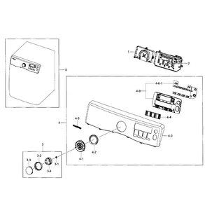 Control Panel Diagram and Parts List for DV431AEP XAA-0001 Samsung Dryer