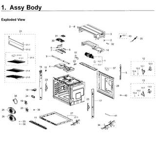 Body Diagram and Parts List for NV51K7770SG AA-0000 Samsung Wall Oven