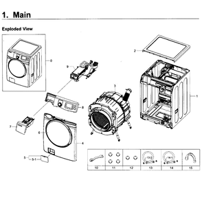 Main Assembly Diagram and Parts List for WF419AAW XAA-03 Samsung Washer