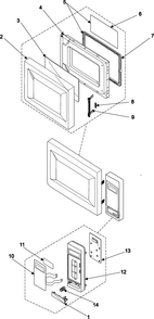 Control Panel/door Assembly Diagram and Parts List for MW830WA XAA Samsung Microwave