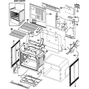 Cavity Assembly Diagram and Parts List for FER300SX XAA-00 Samsung Range