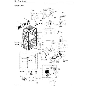 Cabinet Diagram and Parts List for RF28JBEDBSR AA-0003 Samsung Refrigerator