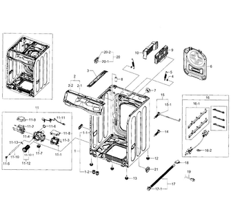 Frame Diagram and Parts List for WF520ABW XAA-0001 Samsung Washer