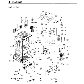 Cabinet Diagram and Parts List for RF23HCEDBSR AA-0011 Samsung Refrigerator