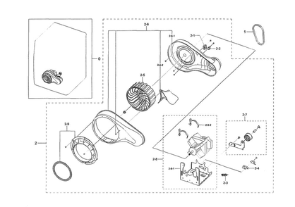 Motor Diagram and Parts List for DVE45R6100C A3-00 Samsung Dryer