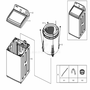 Main Diagram and Parts List for WA50M7450AW (A4)(0051) Samsung Washer