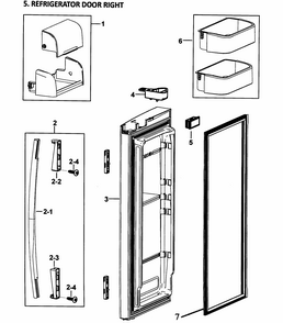 Part Location Diagram of DA91-02829A Samsung Assembly DOOR FOAM REF-R;AW-