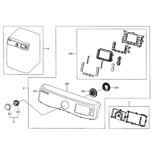 Control Panel Diagram and Parts List for DV435ETGJRA A1-0001 Samsung Dryer