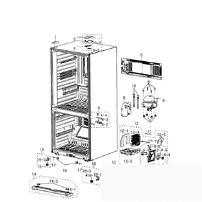 Cabinet Diagram and Parts List for RB195ACPN XAA-01 Samsung Refrigerator