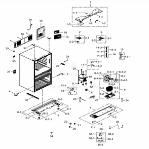 Cabinet Diagram and Parts List for RF24FSEDBSR (AA)(0004) Samsung Refrigerator