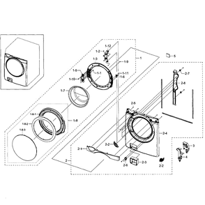 Front Section Diagram and Parts List for WF448AAP XAA-08 Samsung Washer