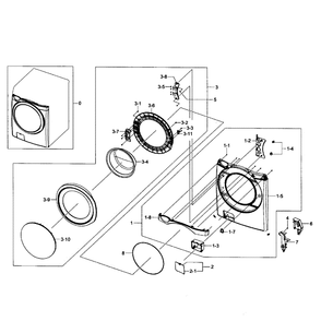 Front Assembly Diagram and Parts List for WF455ARGSWR AA-01 Samsung Washer