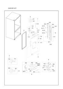 Left Refrigerator Door Diagram and Parts List for RF23HCEDBSG AA-01 Samsung Refrigerator