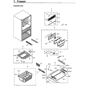 Freezer Diagram and Parts List for RF23M8590SG AA-0000 Samsung Refrigerator