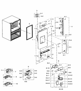 Left Door Diagram and Parts List for RF31FMEDBWW AA-0002 Samsung Refrigerator