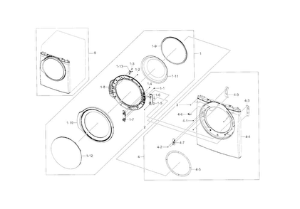 Front & Door Diagram and Parts List for DV331AGR XAA-0002 Samsung Dryer