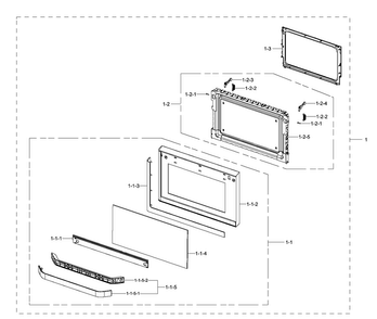 Door Assy Diagram and Parts List for MC11H6033CT AA-0000 Samsung Microwave