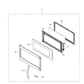 Door Section Diagram and Parts List for ME17H703SHW AA-01 Samsung Microwave Oven Combo