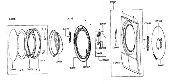 Door Parts Diagram and Parts List for WF337AAW XAA-0000 Samsung Washer