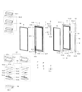 Right Door Diagram and Parts List for RH29H9000SR AA-0001 Samsung Refrigerator