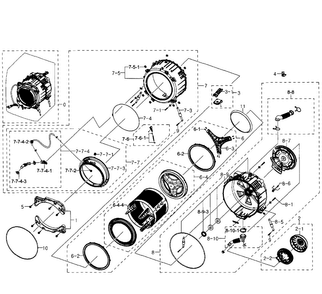Tub-drum Diagram and Parts List for WF511ABR XAA-0004 Samsung Washer